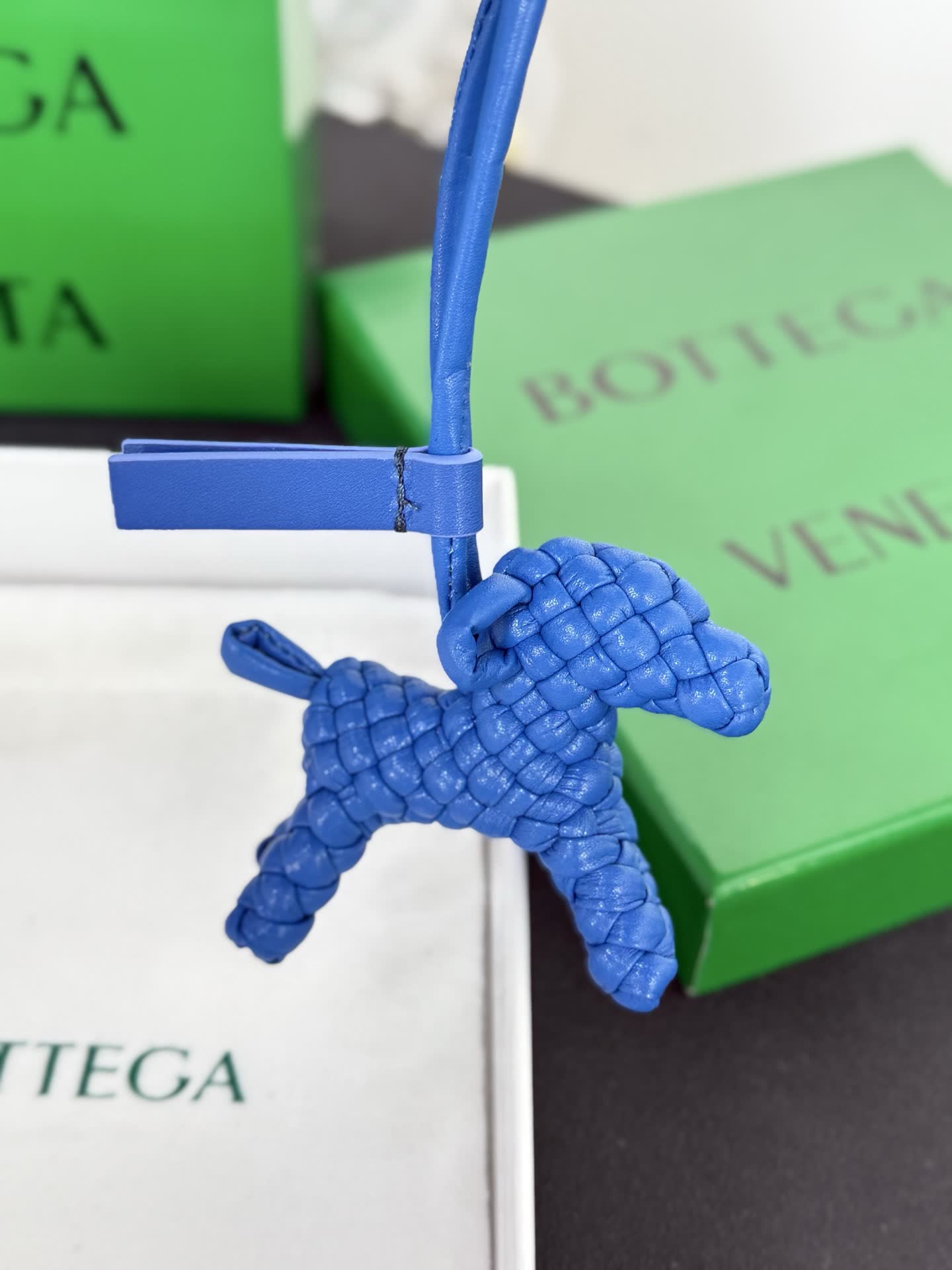 Bottega Veneta Blue Leather Horse Charm